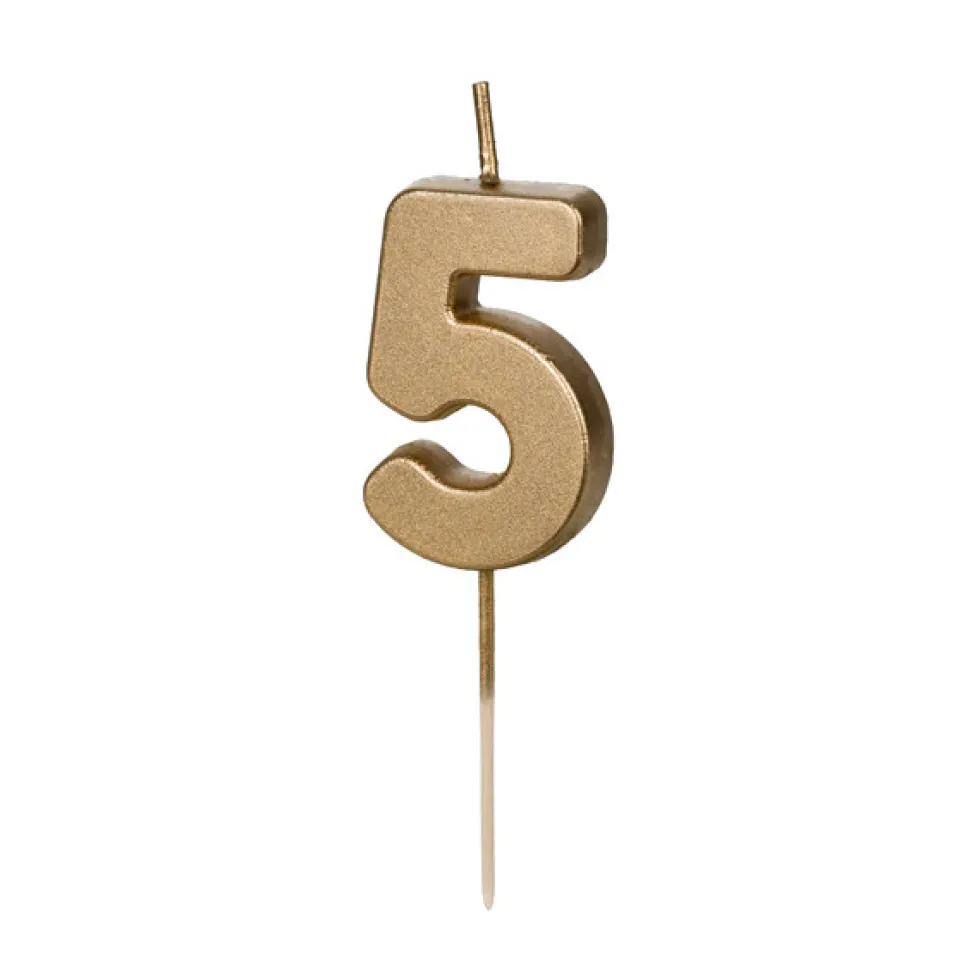 Świeczka urodzinowa cyferka 6 - złota, 4,5 cm