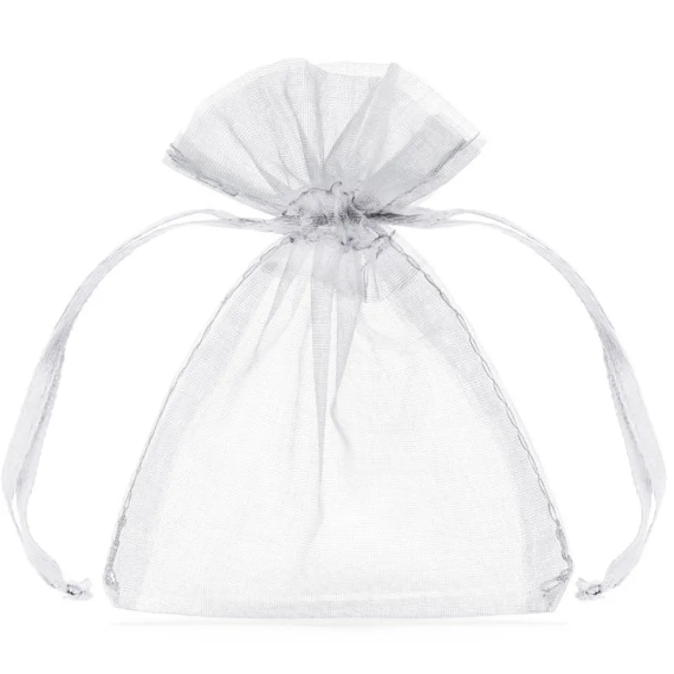 Woreczki z organzy dla gości - białe, 10 cm, 10 szt.