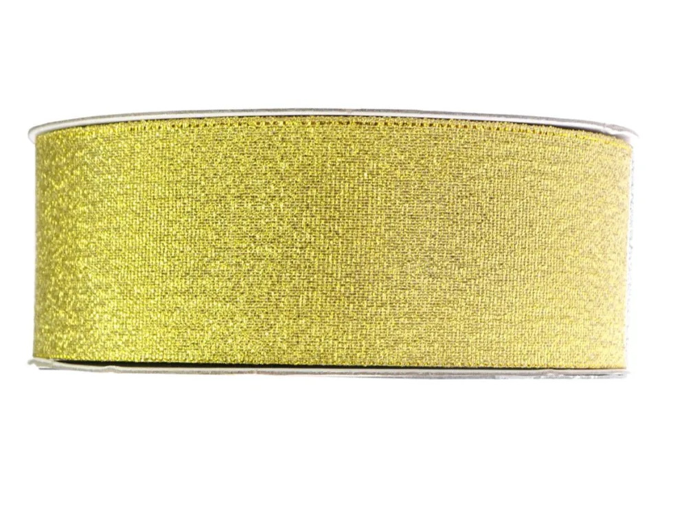 Wstążka brokatowa 38 mm - złota, 32 m