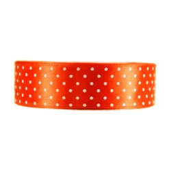 Wstążka w kropki - pomarańczowa, 25 mm x 22 m