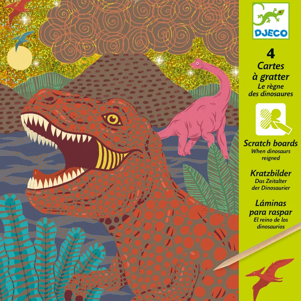Wydrapywanka dla dzieci - Djeco - Dinozaury, 4 szt.