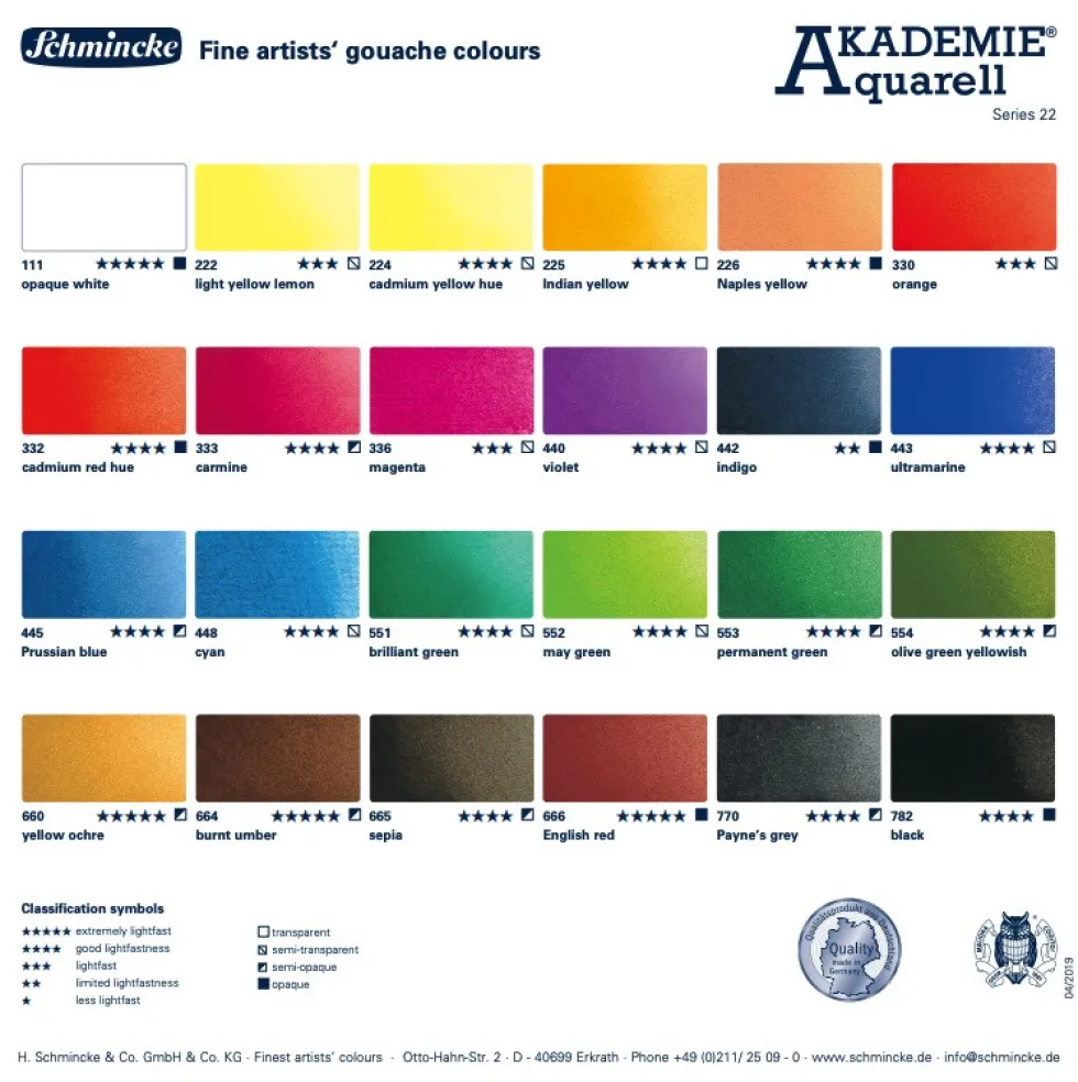 Zestaw akwareli Akademie Aquarell w półkostkach - Schmincke - 12 kolorów