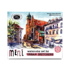 Zestaw akwareli Aquarius w półkostkach Mini Urban Sketchers - Roman Szmal - Pink, 8 kolorów