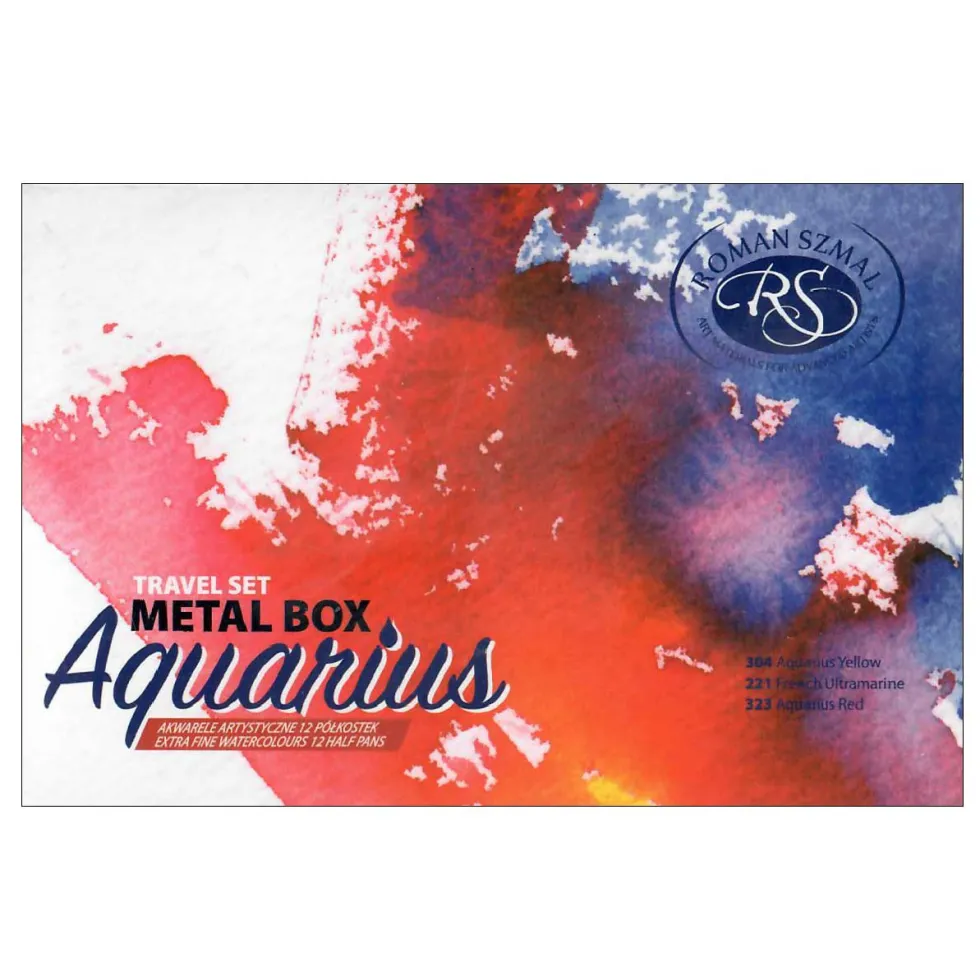 Zestaw akwareli Aquarius w półkostkach, Travel Set - Roman Szmal - 12 kolorów
