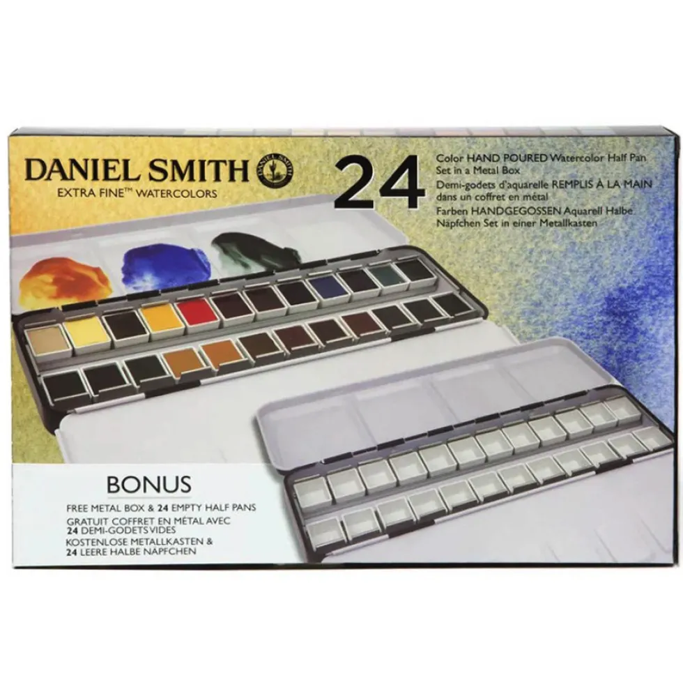 Zestaw akwareli Extra Fine w półkostkach + Bonus - Daniel Smith - 24 kolory