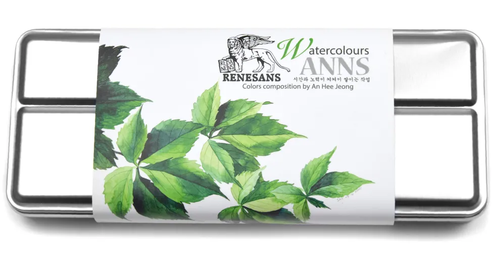 Zestaw akwareli Intense w metalowej kasetce - Renesans - Odcienie zieleni, 8 szt.