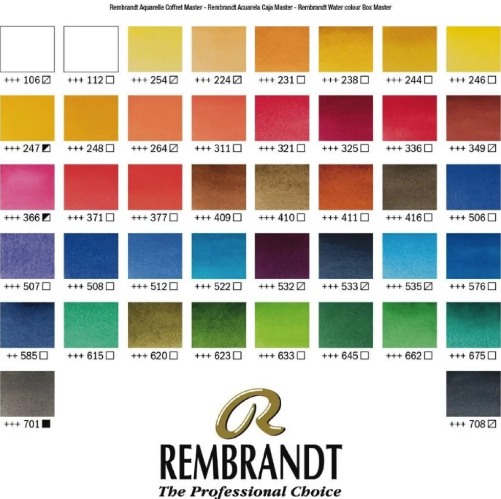 Zestaw akwareli Master w półkostkach - Rembrandt - 42 kolory