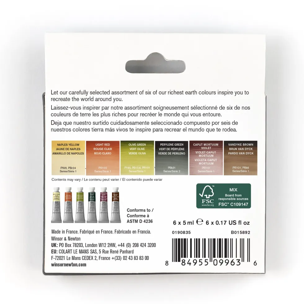 Zestaw akwareli Professional Rich Earth - Winsor & Newton - 6 x 5 ml