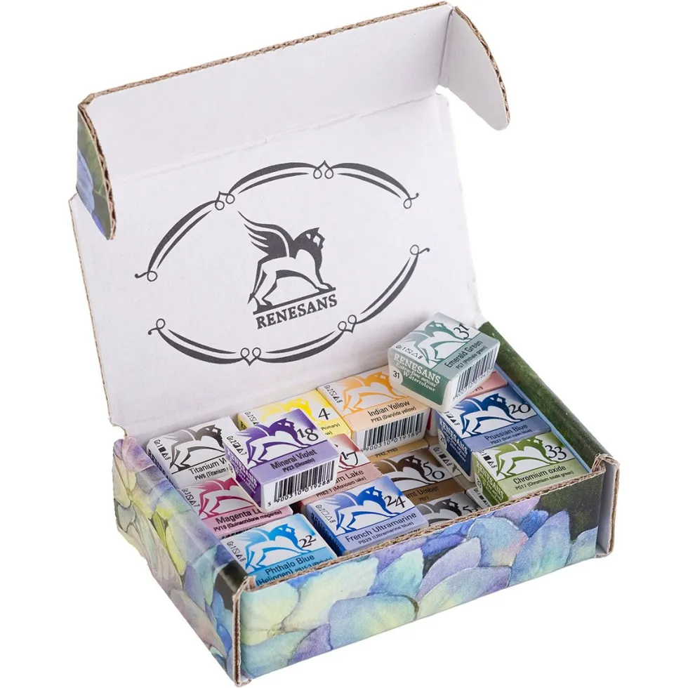 Zestaw akwareli w półkostkach Eco Box - Renesans - 24 kolory