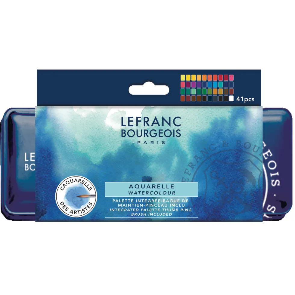 Zestaw akwareli w półkostkach Fine - Lefranc & Bourgeois - 41 szt.