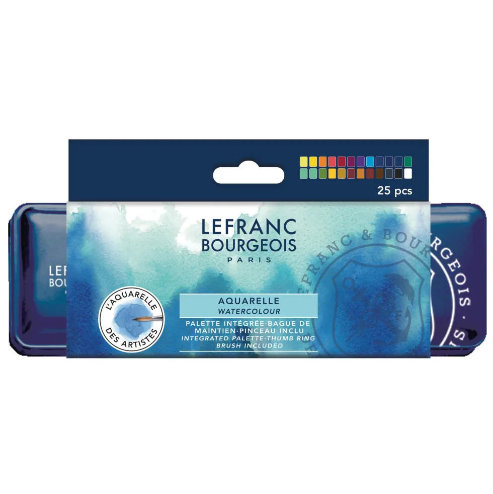 Zestaw akwareli w półkostkach Fine - Lefranc & Bourgeois - 25 szt.
