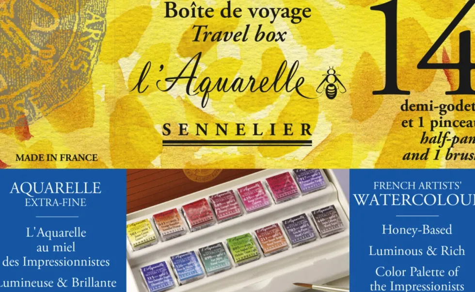 Zestaw akwareli w półkostkach l'Aquarelle Travel Box - Sennelier - 14 szt.