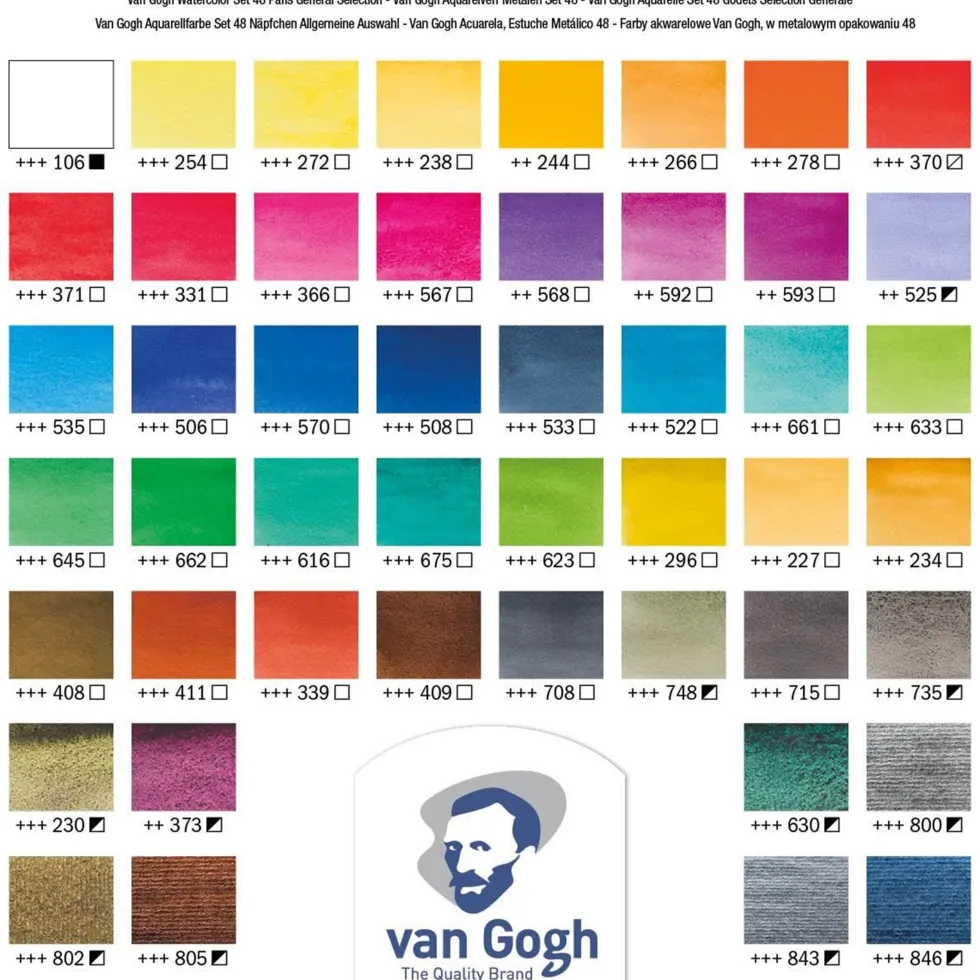 Zestaw akwareli w półkostkach - Van Gogh - 48 kolorów