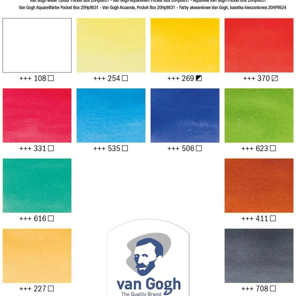 Zestaw akwareli w półkostkach - Van Gogh - 12 kolorów