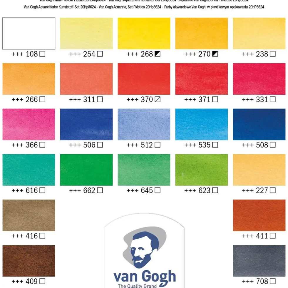 Zestaw akwareli w półkostkach - Van Gogh - 24 kolory