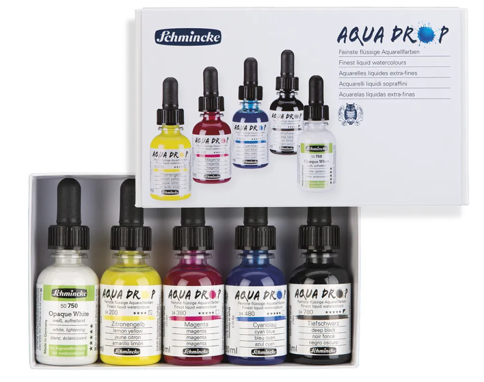 Zestaw akwareli w płynie Aqua Drop - Schmincke - 5 szt. x 30 ml