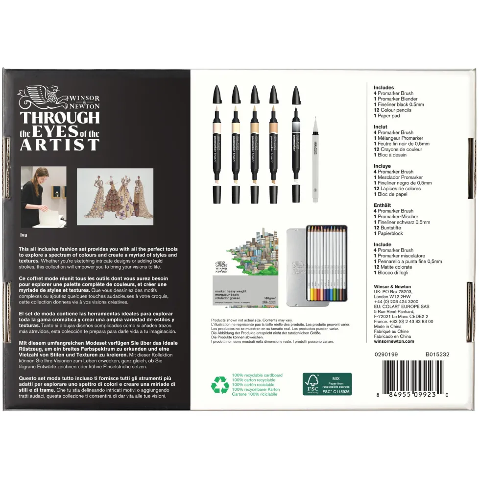 Zestaw artystyczny Mixed Media Fashion - Winsor & Newton - 19 pcs