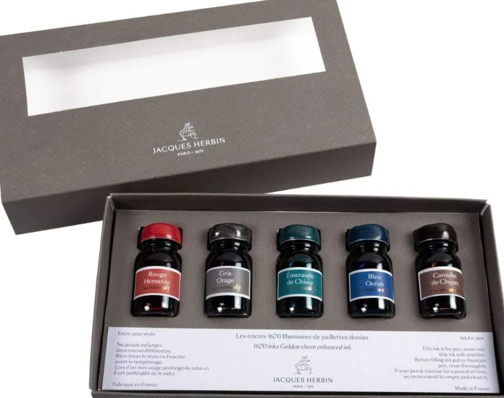Zestaw atramentów 1670 w butelce - J.Herbin - 5 kolorów x 10 ml