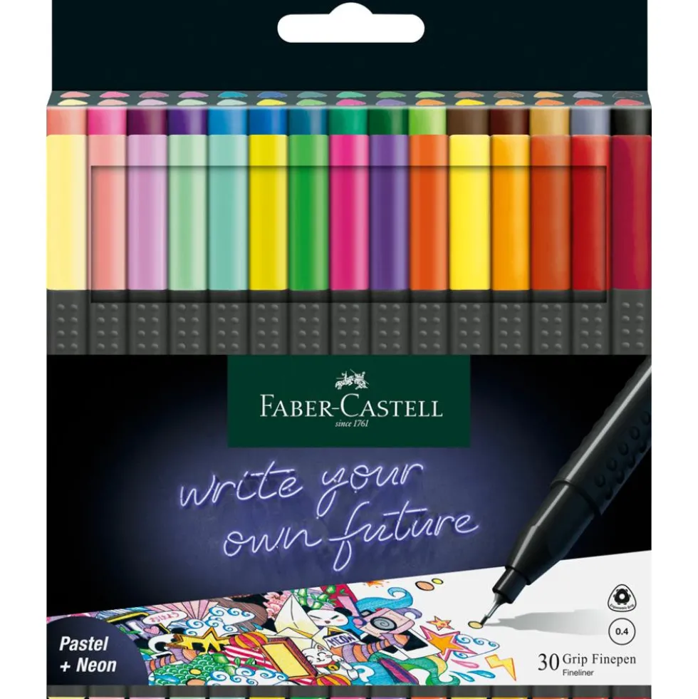 Zestaw cienkopisów Grip Finepen - Faber-Castell - 30 kolorów