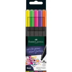 Zestaw cienkopisów Grip Finepen - Faber-Castell - neonowe, 5 kolorów