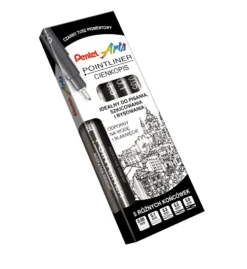 Zestaw cienkopisów kalibrowanych Pointliner - Pentel - czarne, 5 szt.