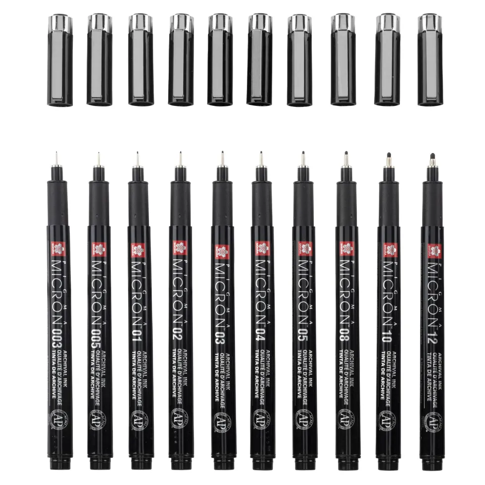 Zestaw cienkopisów Pigma Micron Black z etui - Sakura - 10 szt.