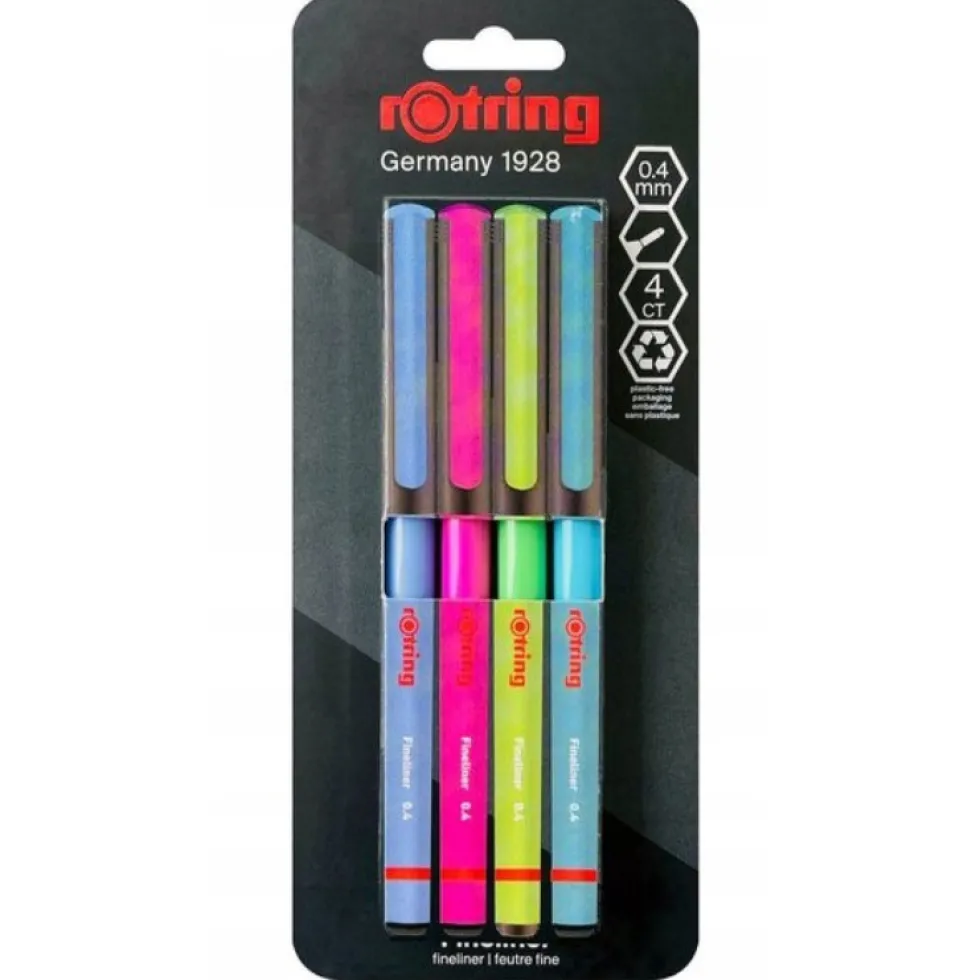 Zestaw cienkopisów - Rotring - 0,4 mm, 4 kolory