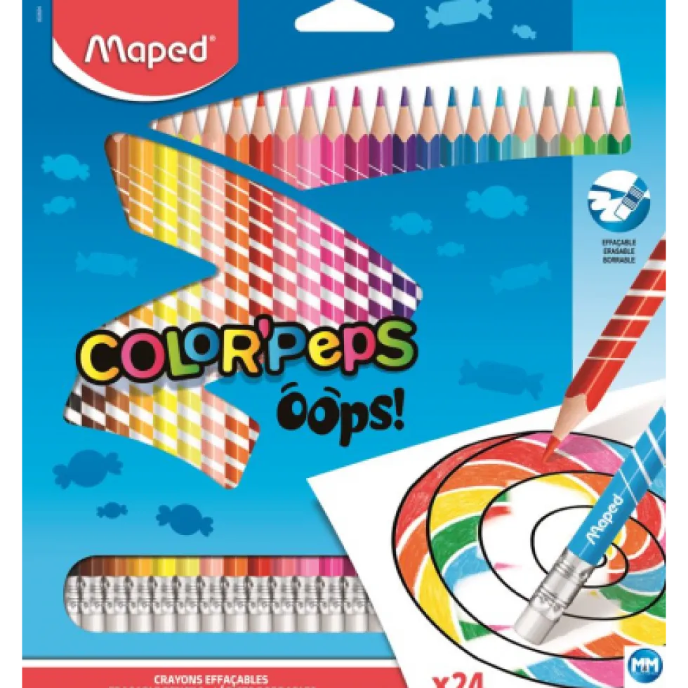 Zestaw ścieralnych kredek Color'Peps Oops - Maped - 24 kolory
