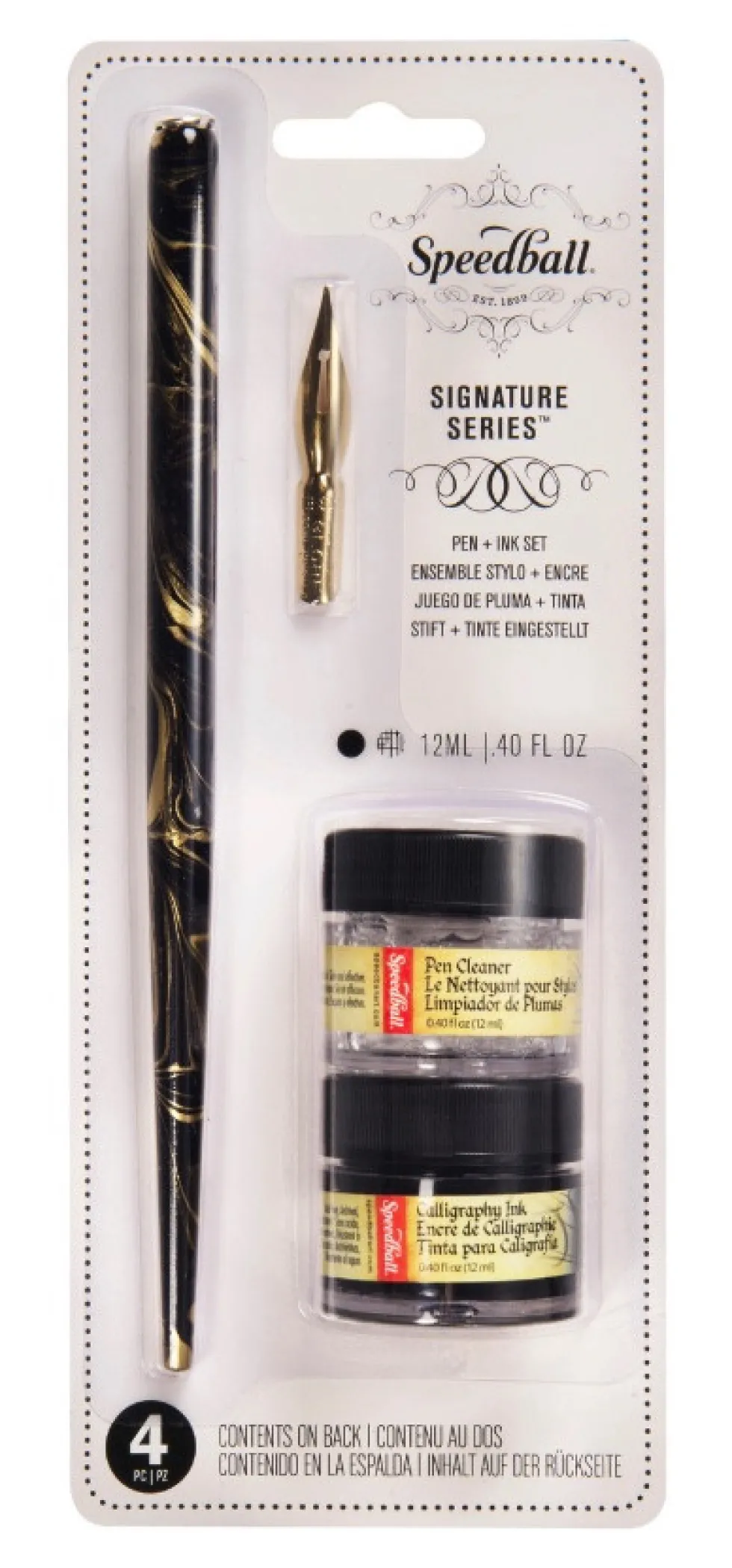 Zestaw do kaligrafii z piórem i tuszem Signature - Speedball - 4 szt.