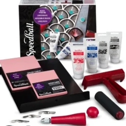 Zestaw do linorytu Fabric Block Printing Deluxe Kit - Speedball - 14 szt.