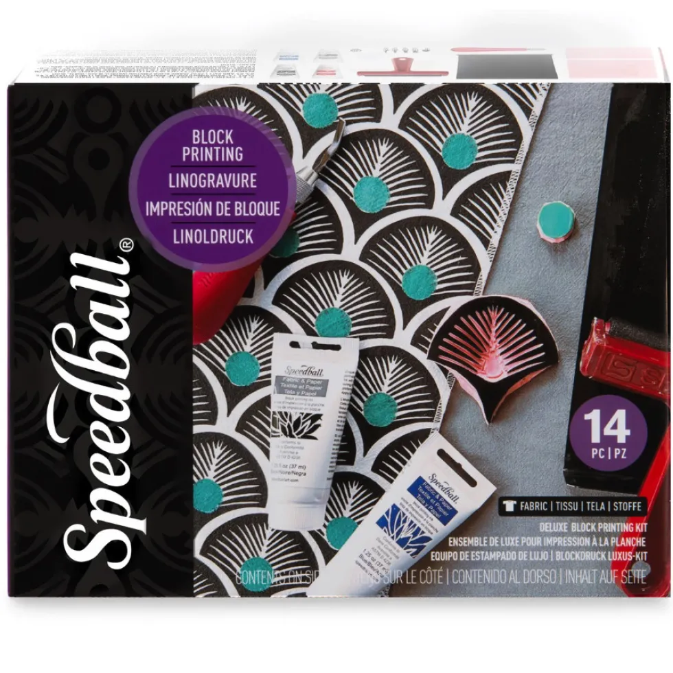 Zestaw do linorytu Fabric Block Printing Deluxe Kit - Speedball - 14 szt.