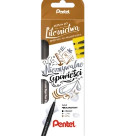 Zestaw do liternictwa Brush Sign - Pentel - Niezmywalne opowieści, 3 szt.
