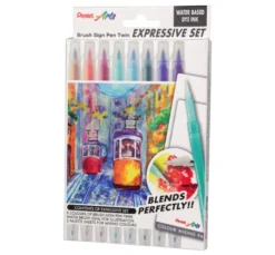 Zestaw do malowania Brush Sign Pen Twin Landscape - Pentel - 8 szt.