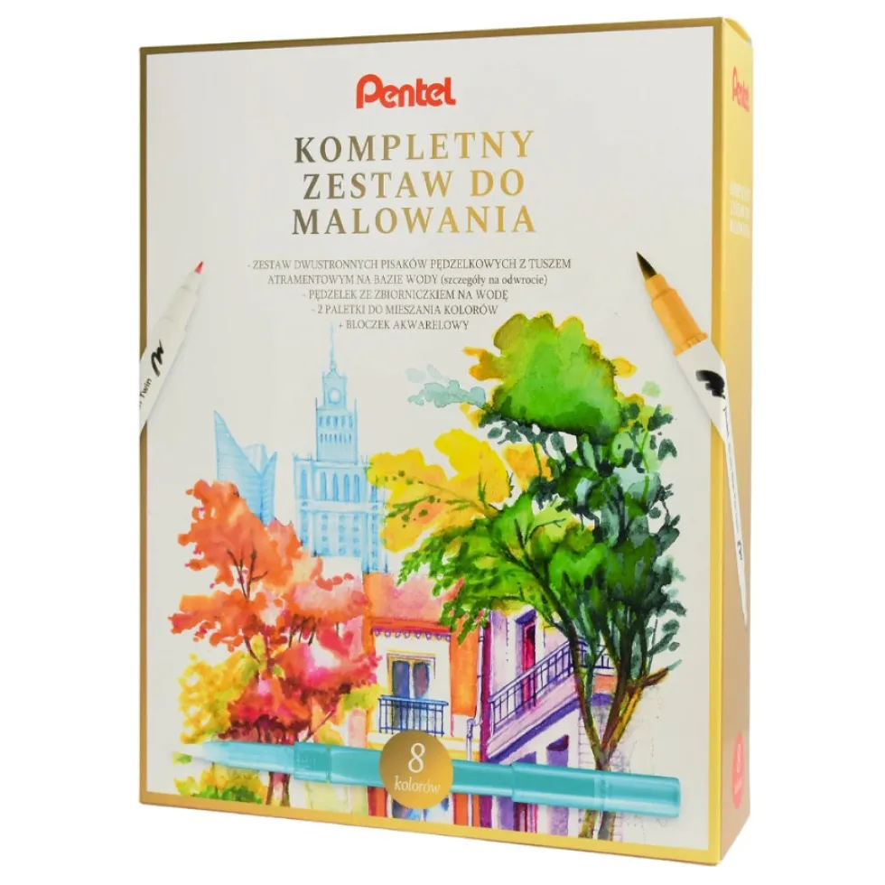 Zestaw do malowania Brush Sign Pen Twin Landscape - Pentel - 8 szt.