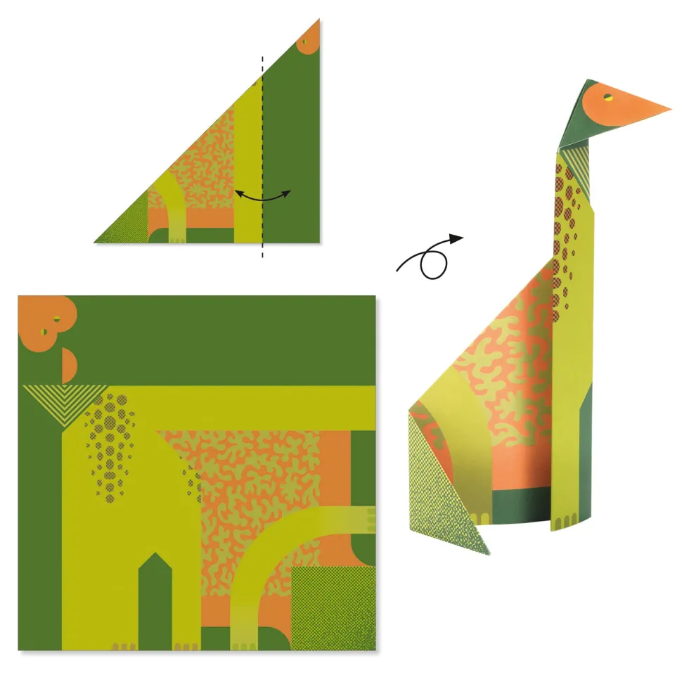 Zestaw do origami - Djeco - Dinozaury, 24 szt.