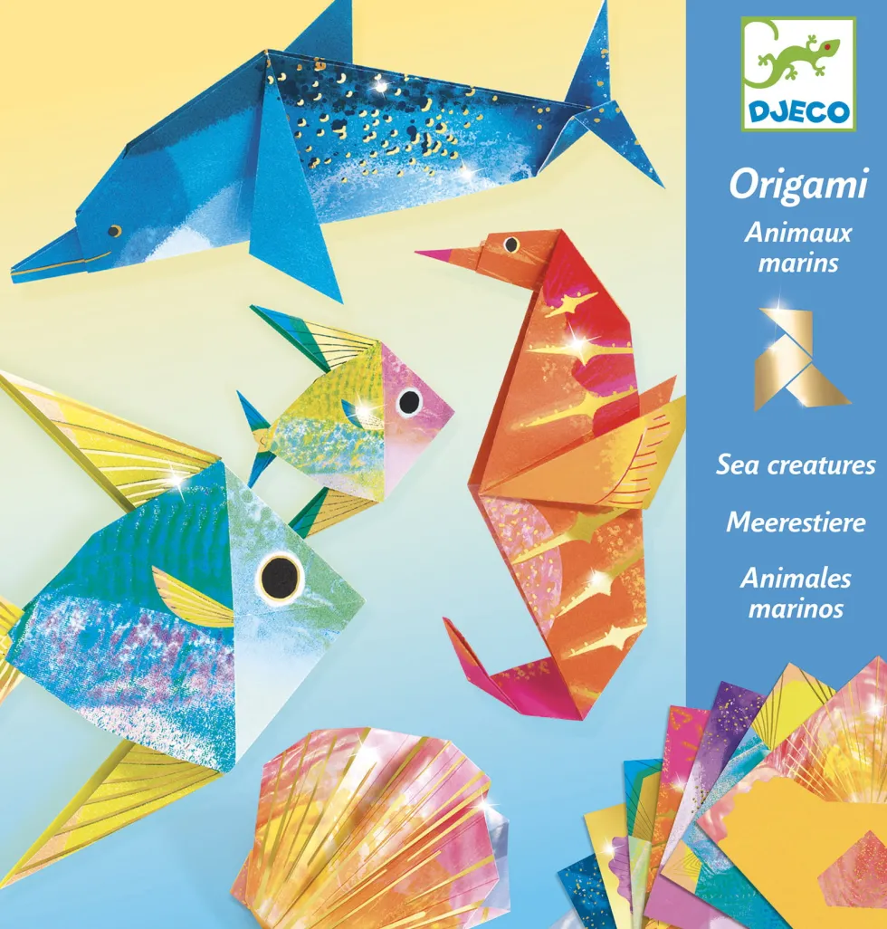 Zestaw do origami - Djeco - Morskie zwierzęta, 24 szt.
