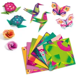 Zestaw do origami - Djeco - Tropiki neonowe, 24 szt.