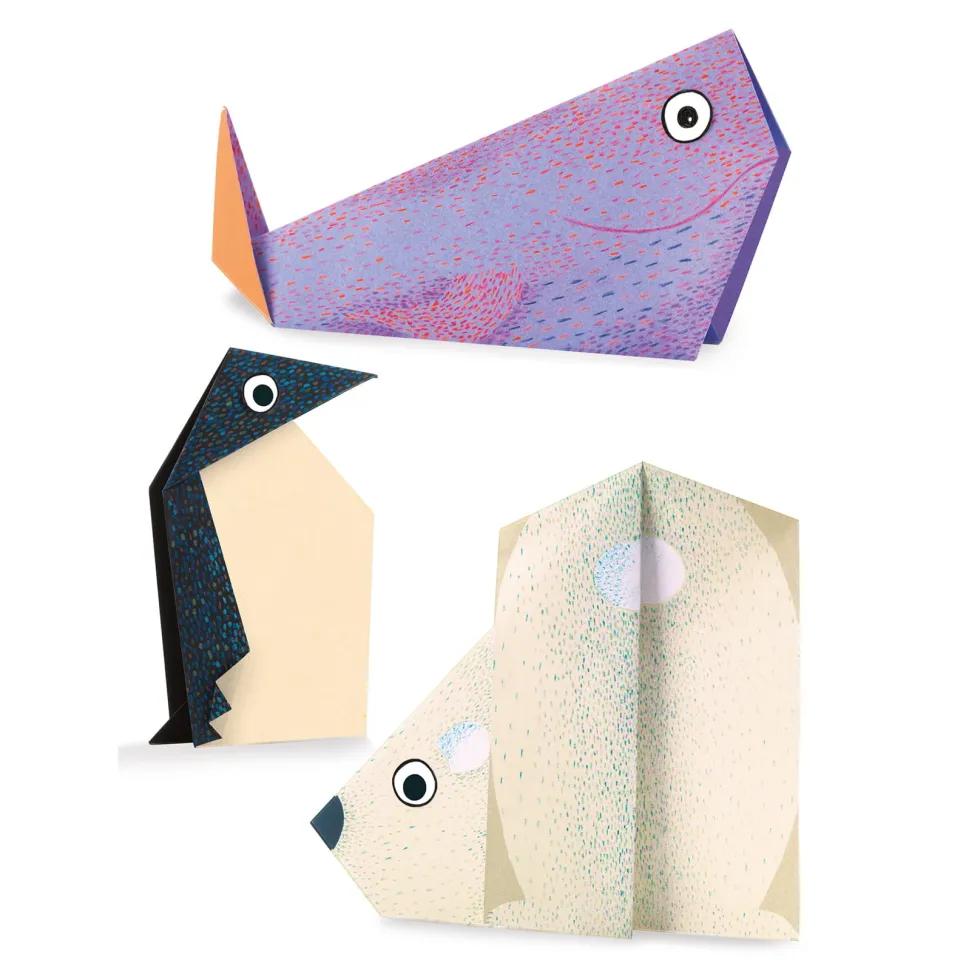Zestaw do origami - Djeco - Zwierzęta polarne, 24 szt.