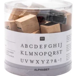 Zestaw drewnianych stempli ABC - Rico Design - alfabet, 30 szt.