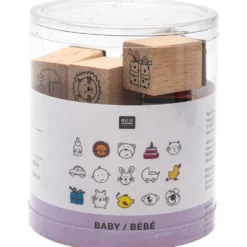 Zestaw drewnianych stempli Baby - Rico Design - 15 szt.
