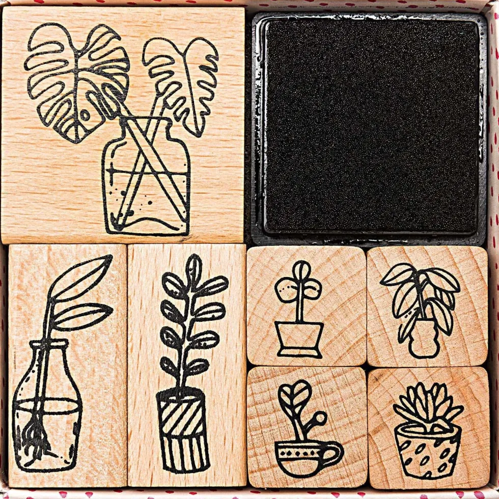 Zestaw drewnianych stempli Hygge Plants - Paper Poetry - 7 szt.
