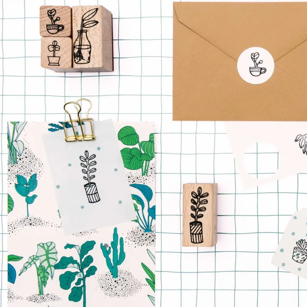 Zestaw drewnianych stempli Hygge Plants - Paper Poetry - 7 szt.