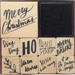 Zestaw drewnianych stempli Jolly Christmas - Paper Poetry - Lettering, 9 szt.
