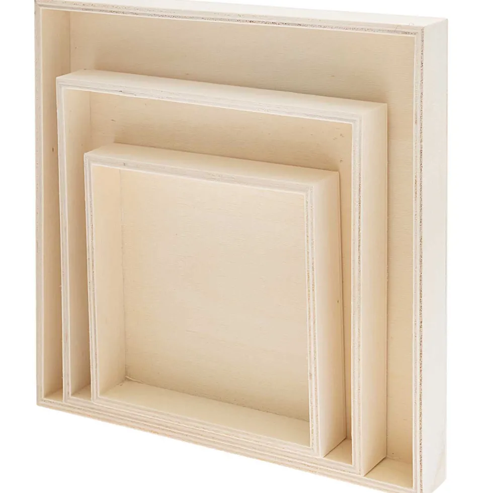 Zestaw drewnianych tacek - Rico Design - kwadratowe, 3 szt.