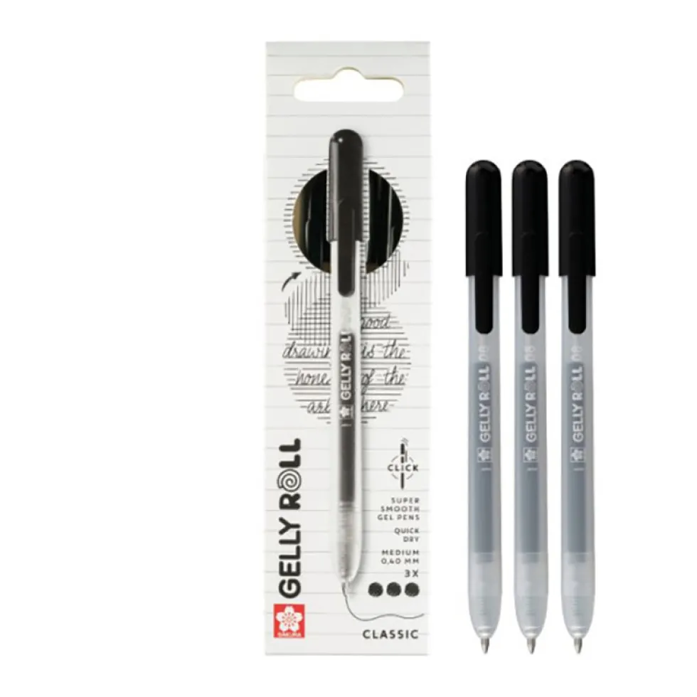 Zestaw długopisów żelowych Gelly Roll Classic - Sakura - Black, 0,40 mm, 3 szt.
