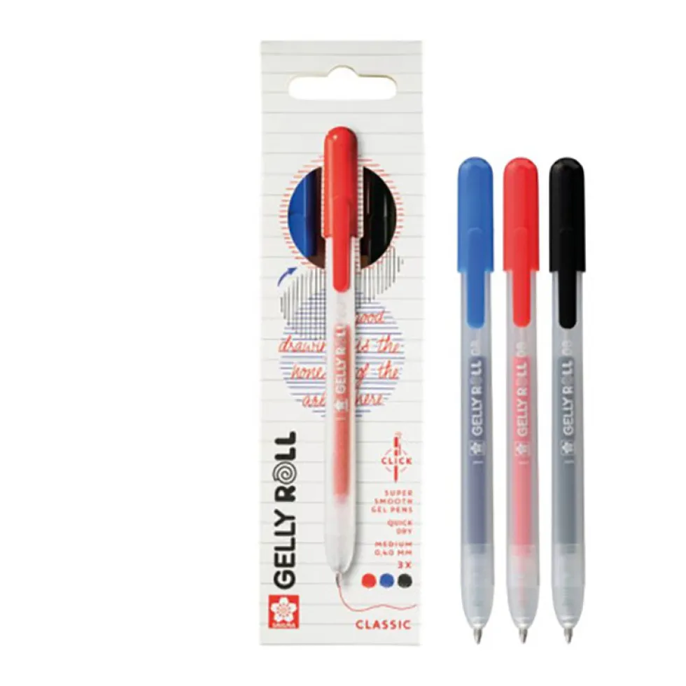 Zestaw długopisów żelowych Gelly Roll Classic - Sakura - 0,40 mm, 3 szt.