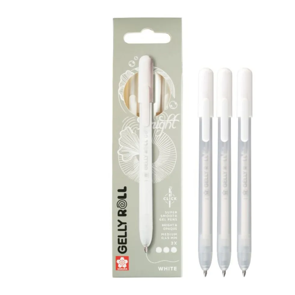 Zestaw długopisów żelowych Gelly Roll Classic - Sakura - White, 0,40 mm, 3 szt.