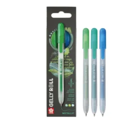 Zestaw długopisów żelowych Gelly Roll Metallic 3D - Sakura - 0,45 mm, 3 szt.