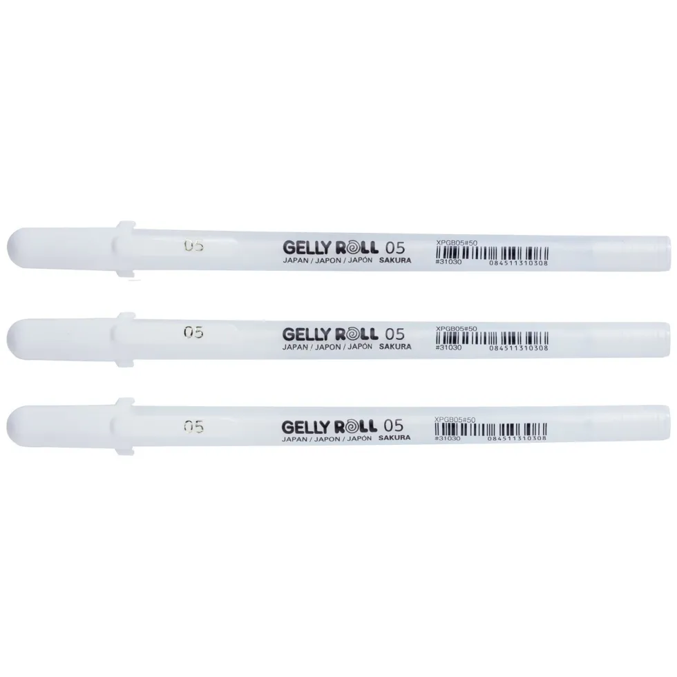 Zestaw długopisów żelowych Gelly Roll 05 - Sakura - białe, 3 szt.
