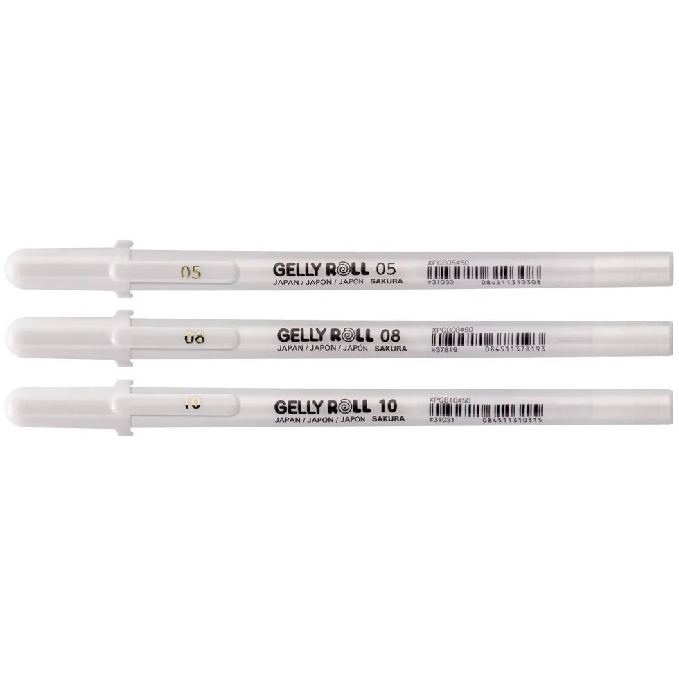 Zestaw długopisów żelowych Gelly Roll - Sakura - białe, 3 szt.